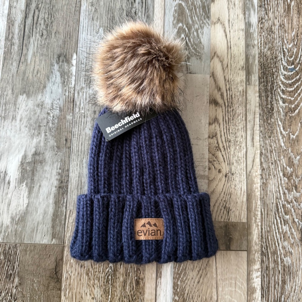 Beechfield Womens Gorpcore Beanie Detachable Snap Faux Fur Pom OS Navy Outdoor